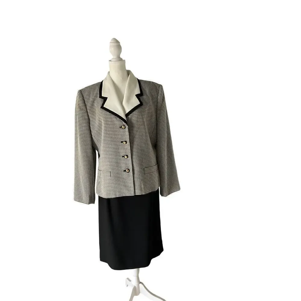 Kasper for A.S.L. Black and White Skirt Suit Size 14